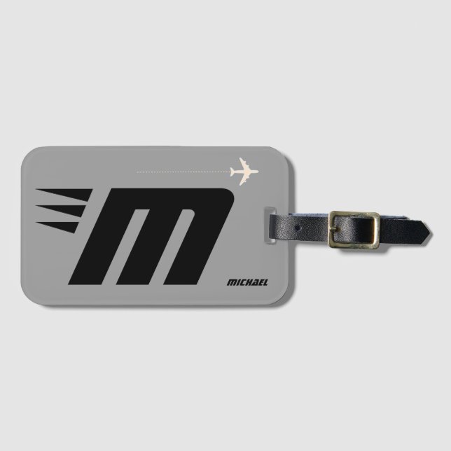 Etiqueta De Bagagem monograma personalizado inicial, personalizado (Frente Horizontal)