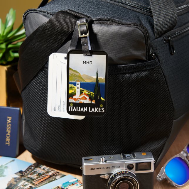 Etiqueta De Bagagem Monograma Personalizado - Lagos Italianos (Frente e Verso)