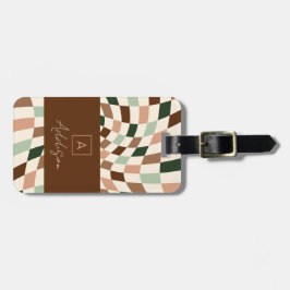 Etiqueta De Bagagem Monograma personalizado neutro controlado Elegante