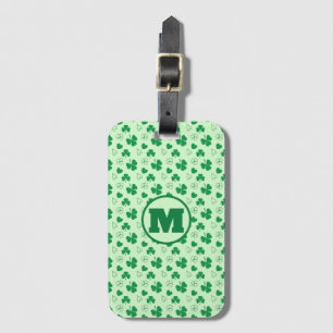 Etiqueta De Bagagem Monograma personalizado Padrão de Shamrock verde