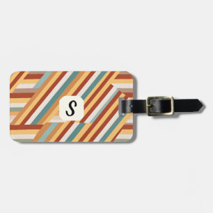 Etiqueta De Bagagem Monograma Personalizado Retro Moderno 70s Geométri