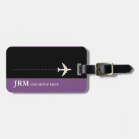 monograma personalizado roxo/viagem de avião