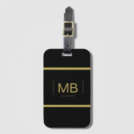 Etiqueta De Bagagem Monograma Personalizado Simples Elegante Cor Doura