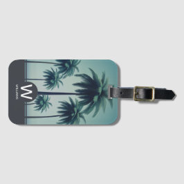 Etiqueta De Bagagem Monograma personalizado tropical