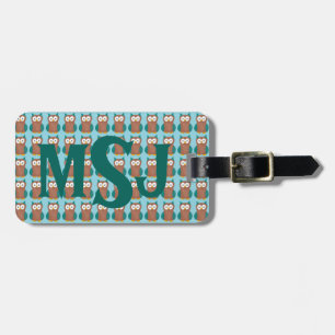 Etiqueta De Bagagem Monograma Personalizado Wise Brown Barn Owl Bird