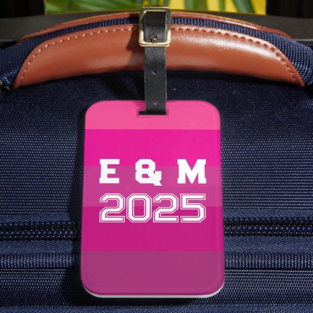 Etiqueta De Bagagem "Monograma personalizável e anos (Frente Insitu 2)