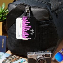Etiqueta De Bagagem Monograma preto-colorido brilhante