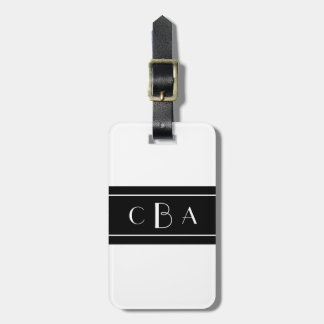 Etiqueta De Bagagem Monograma preto e branco