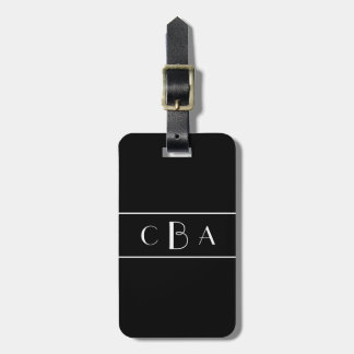 Etiqueta De Bagagem Monograma Preto e Branco