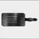 Etiqueta De Bagagem Monograma preto esmagado elegante (Elegant Monogram Black Brushed Metallic Luggage Tag Video)