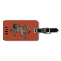 Monograma Qilin Chinês Vintage em Vermelho Chinês
