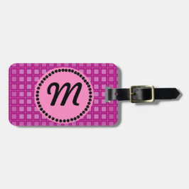 Etiqueta De Bagagem Monograma Quadrado Rosa