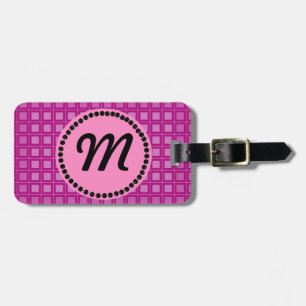Etiqueta De Bagagem Monograma Quadrado Rosa