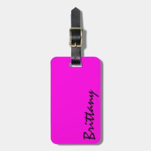 Etiqueta De Bagagem Monograma roxo e preto de néon brilhante na moda