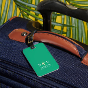 Etiqueta De Bagagem Monograma Simples Avião Viagem Verde