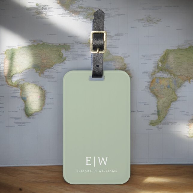 Etiqueta De Bagagem Monograma Simples Profissional Elegante Minimalist (Criador carregado)