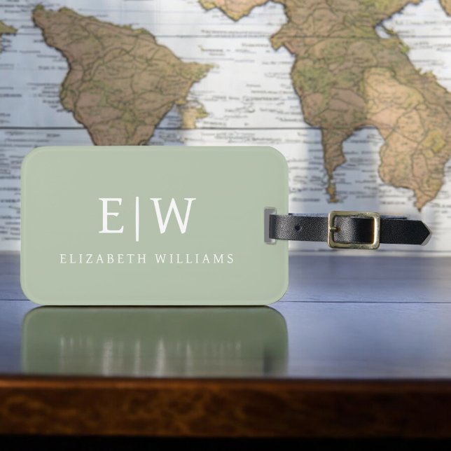 Etiqueta De Bagagem Monograma Simples Profissional Elegante Minimalist (Criador carregado)
