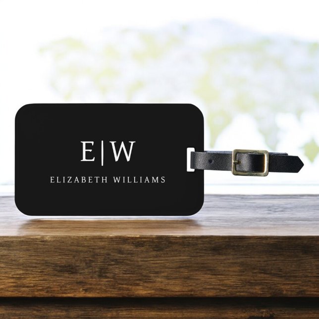Etiqueta De Bagagem Monograma Simples Profissional Elegante Minimalist (Criador carregado)