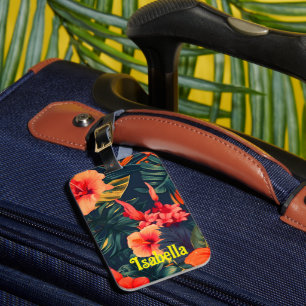 Etiqueta De Bagagem Monograma Tropical Havaiana