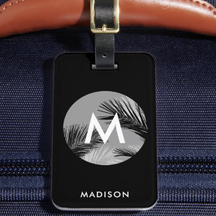 Etiqueta De Bagagem Monograma tropical personalizado moderno personali