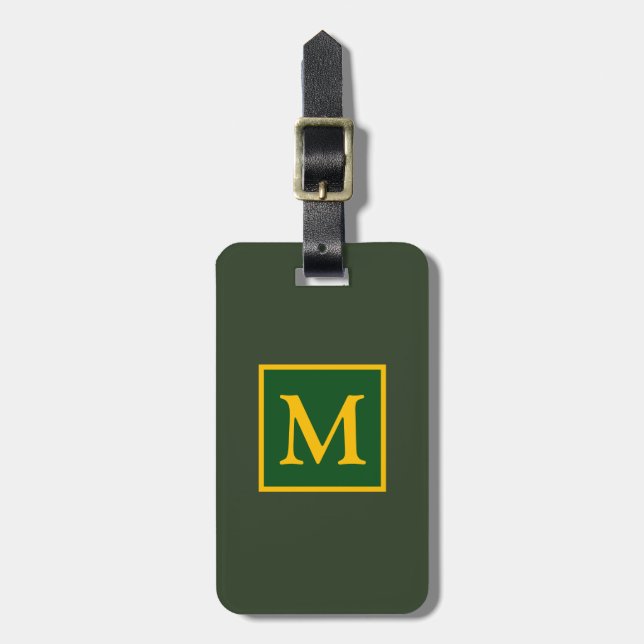Etiqueta De Bagagem monograma verde/amarelo para viajantes (Frente Vertical)