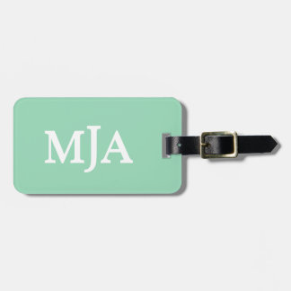 Etiqueta De Bagagem Monograma Verde Mint 3 letras Iniciais Moderno