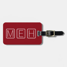 Etiqueta De Bagagem Monograma vermelho e bloco