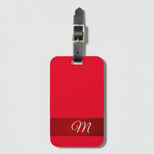 Etiqueta De Bagagem Monograma Vermelho Simples Elegante Minimalista Ca