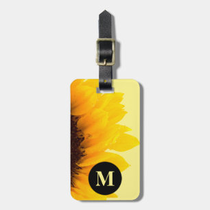 Etiqueta De Bagagem Monograma Viagem Amarelo Girassol Amarelo