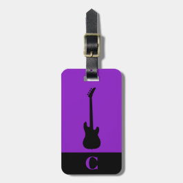 Etiqueta De Bagagem Monograma Viagem Music Bass Guitar Roxo
