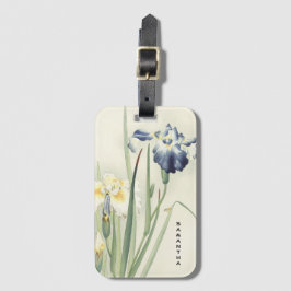 Etiqueta De Bagagem Monograma Vintage Japonês Iris Flower Luartigo