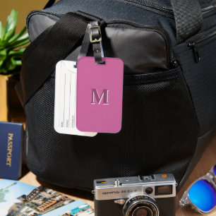 Etiqueta De Bagagem monograma vívido, cor-de-rosa sólido