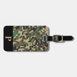 Etiqueta De Bagagem Monograma Woodland Tan Green Camo Camouflage Black