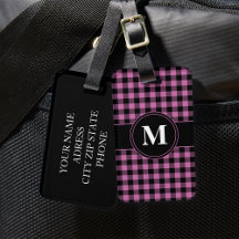 Monograma Xadrez Rosa Moderno
