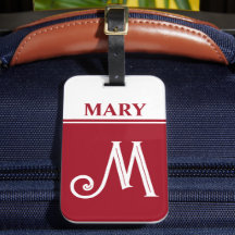 Etiqueta de Bagagem Monogramada Vermelha