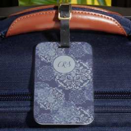 Etiqueta De Bagagem Monogramas Boho Denim Moody Blues Mandalas Passpo