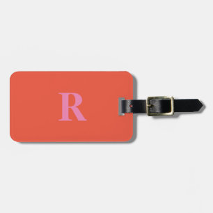 Etiqueta De Bagagem Monogramas Presente Favorito Natal Rosa Laranja Ne