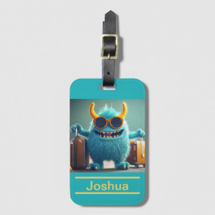 Etiqueta De Bagagem Monstro Bonito Personalizado com Nome para Criança