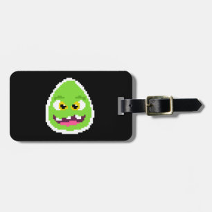 Etiqueta De Bagagem Monstro de ovo pixelado fofo
