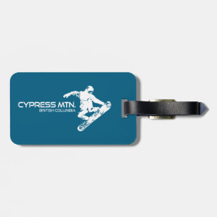 Etiqueta De Bagagem Montanha Cypress Colúmbia Britânica Snowboarder