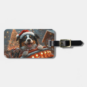 Etiqueta De Bagagem Montanha-Russa de Cachorro Border Collie Natal