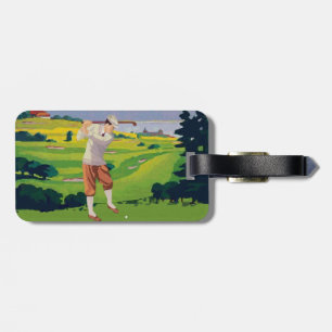 Etiqueta De Bagagem Montanhas do estilo do vintage que Golfing a cena