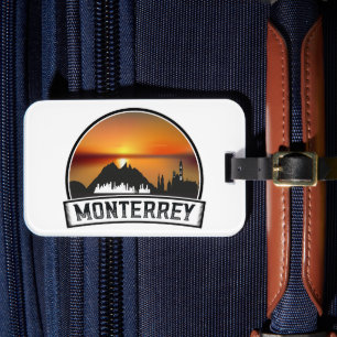 Etiqueta De Bagagem Monterrey Mexico Sunset Cityscape