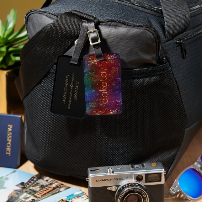 Etiqueta De Bagagem Moody Ombre | Psicodélica de poeira estéril (Frente e verso)