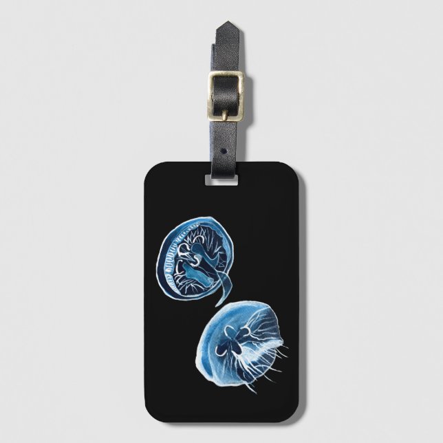 Etiqueta De Bagagem MoonJellyfish — arte da aquarela (Frente Vertical)
