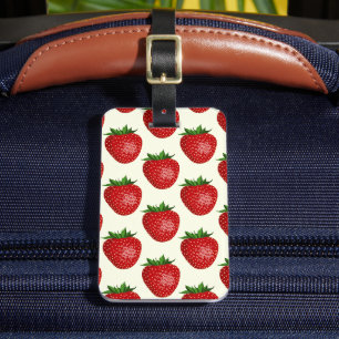 Etiqueta De Bagagem Morango, Morangos Vermelhos, Fruta, Folha