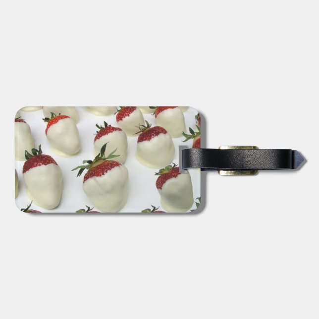 Etiqueta De Bagagem Morangos mergulhadas no chocolate branco (Traseira Horizontal)