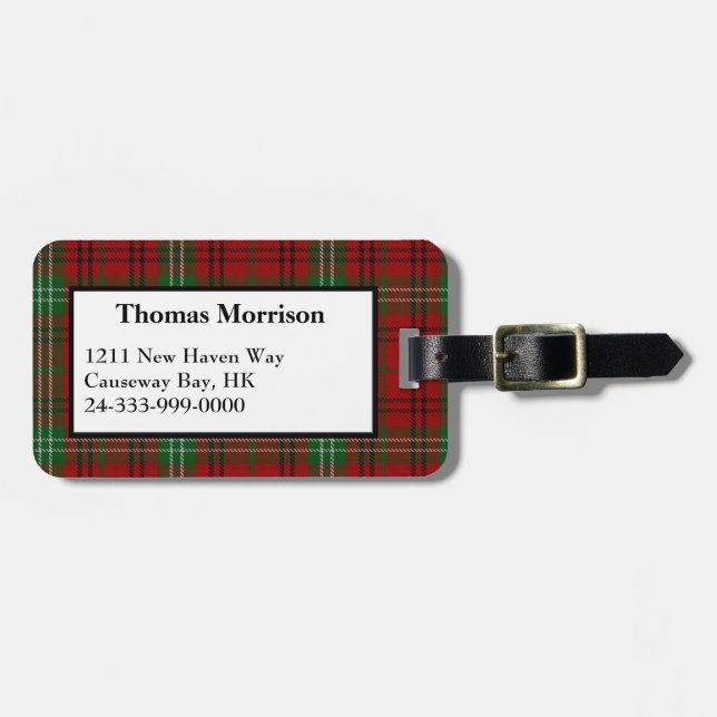 Etiqueta De Bagagem Morrison Clan Tartan Xadrez Bagagem (Frente Horizontal)