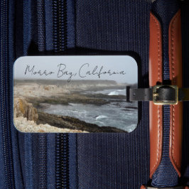 Etiqueta De Bagagem Morro Bay California Ocean Cliffs Photography