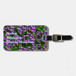 Etiqueta De Bagagem Mosaico violeta violeta de madeira de flores do Es